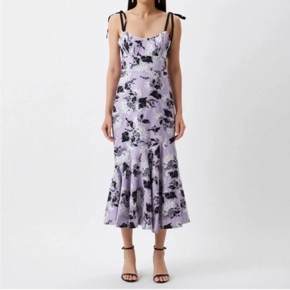 ML Monique L’Huillier new with tags size 8 dress -Floral Jacquard Tie Strap Midi